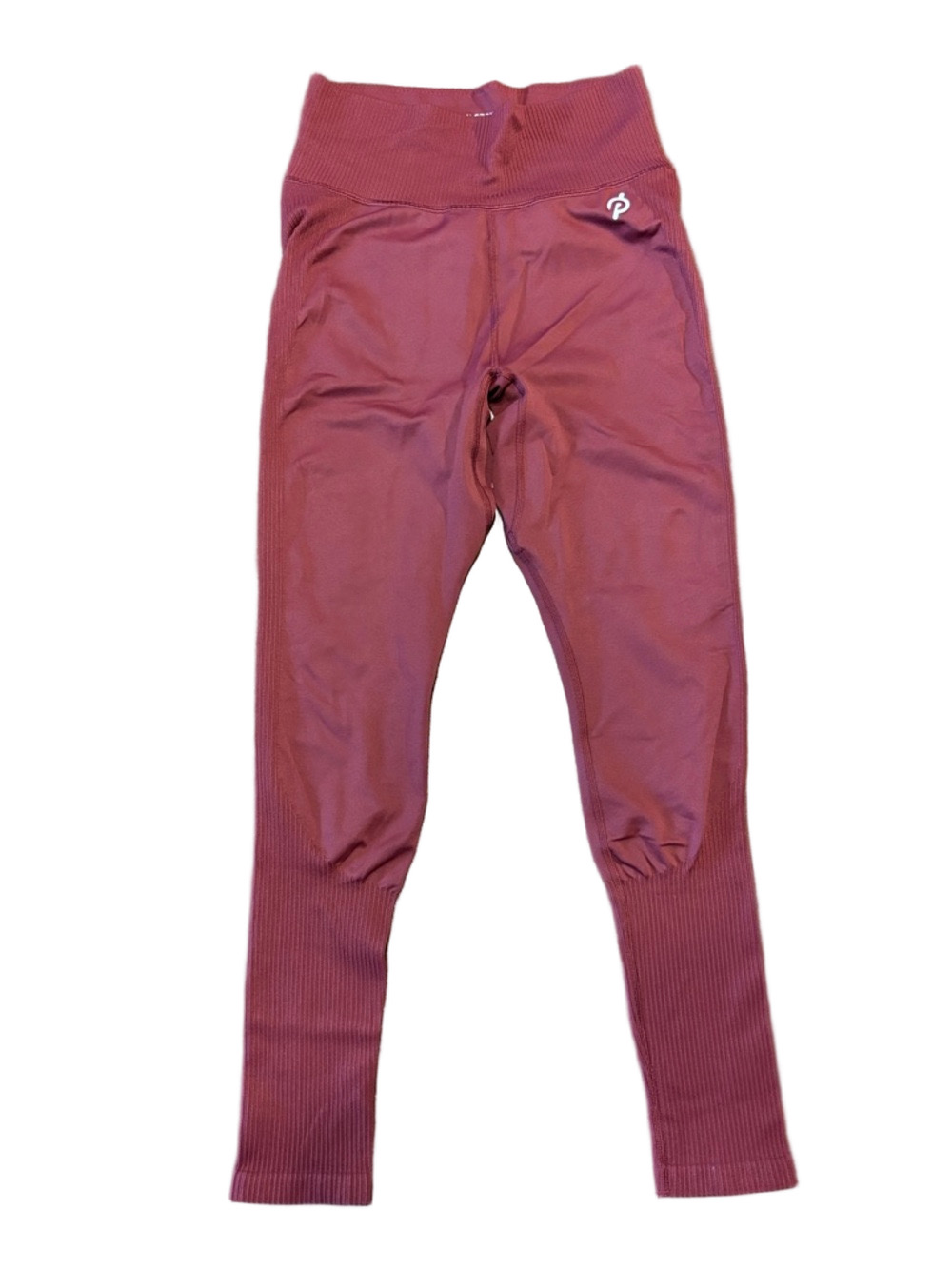 Peloton Maroon Red Ribbed Seamless High Rise Cycling Leggings Size M/L